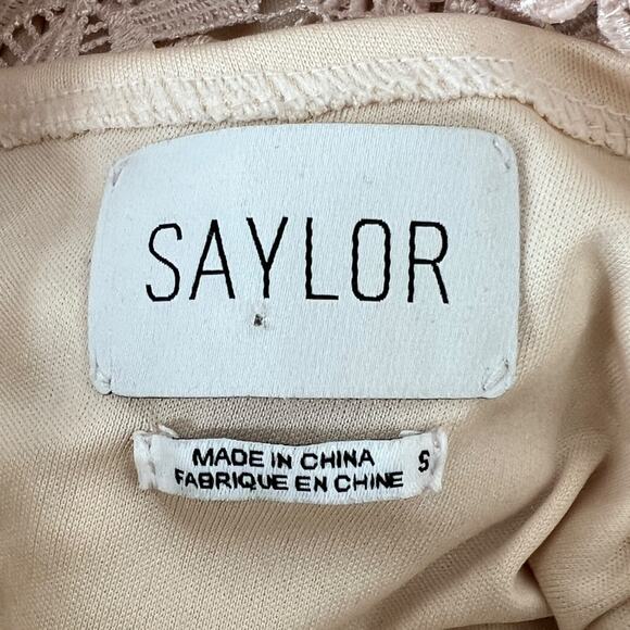 Saylor Floral Lace Cut Out Sleeveless High Neck Mini Dress Pale Pink Small - Picture 6 of 6